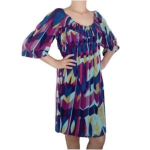 Muse Abstract Print Boho Peasant Dress Size 12